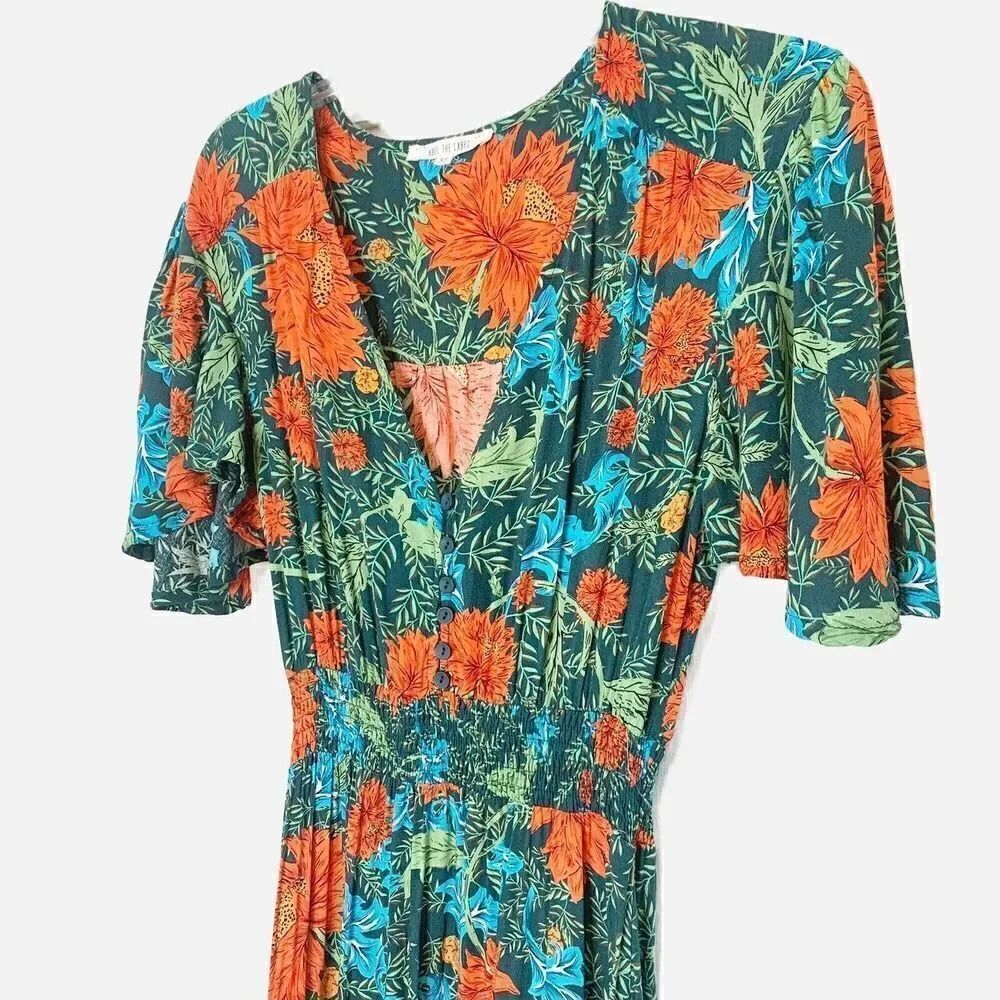 Abel the Label Fantasy Floral Tiered Cottage Core Dress Size XS Vacation Travel - Picture 5 of 9